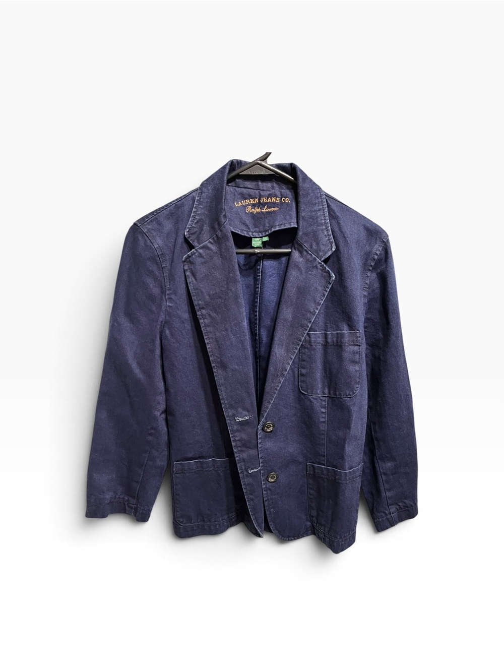 VTG Lauren Jeans Co Ralph Lauren Blue Denim Utility Blazer Jacket Size L